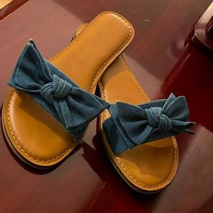 Cute Slip Ons with Blue Jean Bow